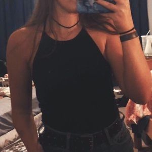 Black Thin Strap Racerback Tank Top